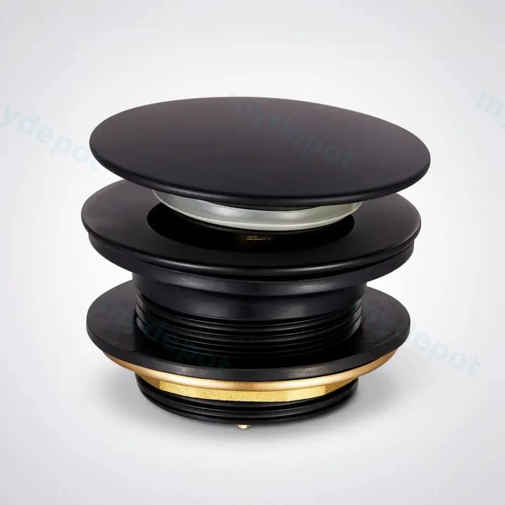 [70060/MBP40MB-NF] Matte Black Mushroom Solid Brass 40mm Bathtub Pop Up Waste Plug Non Overflow