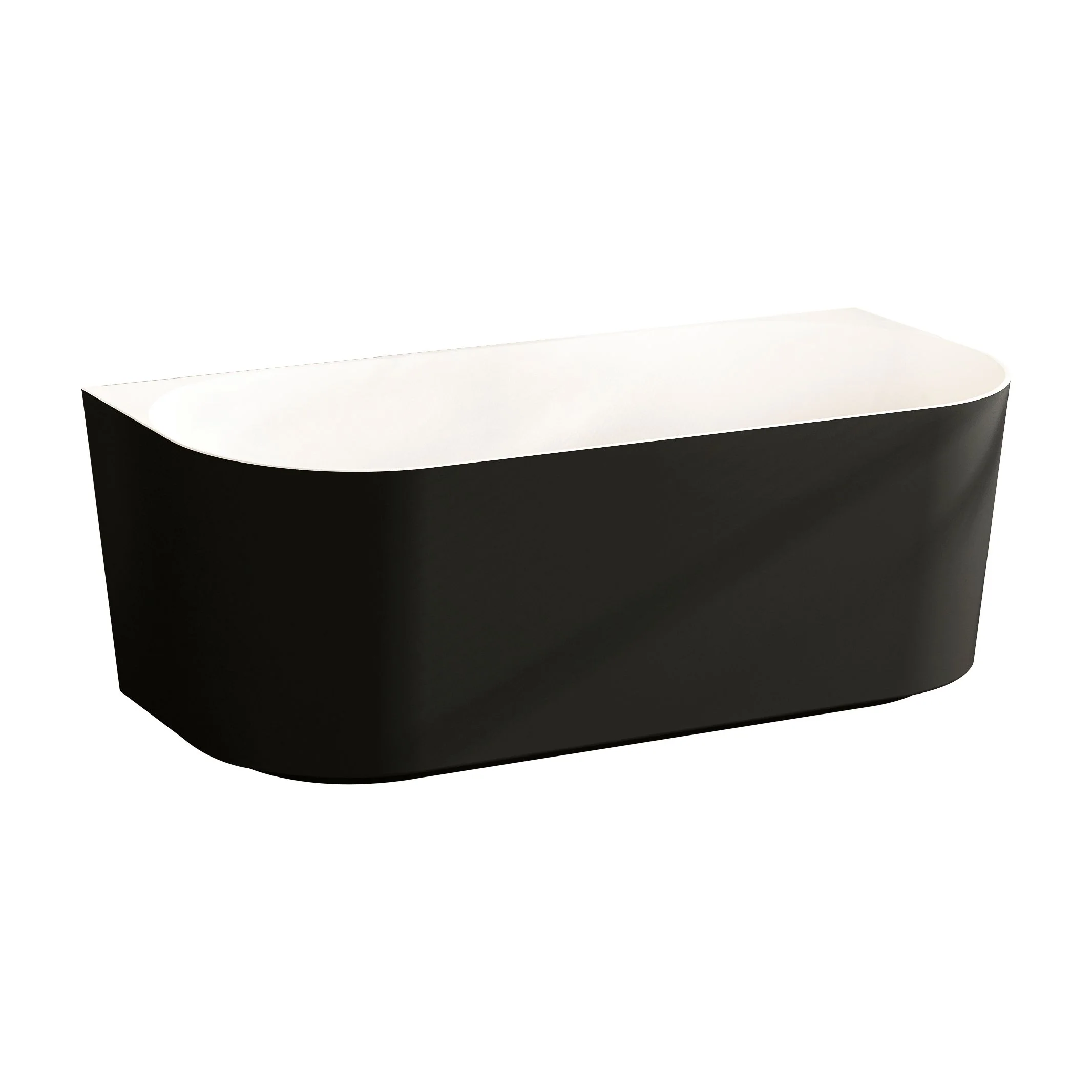 [50787] Musen Gloss Black & White Back-To-Wall Round Bathtub (1500*750*580mm) Thin Edge Wthout Overflow