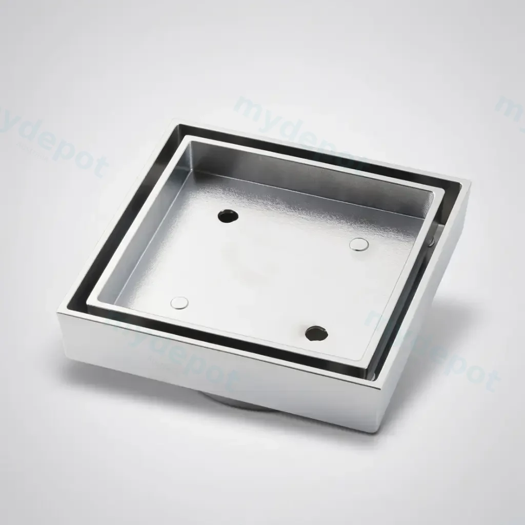 Nana 115x115mm Brass Chrome Smart Tile Insert Floor Waste Shower Grate Drain