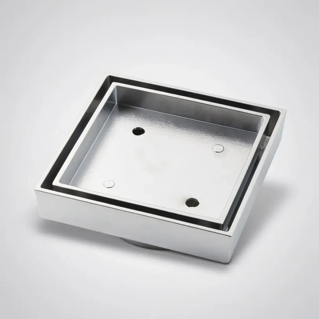 Nana 115x115mm Brass Chrome Smart Tile Insert Floor Waste Shower Grate Drain