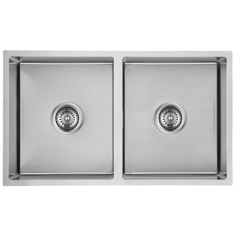 [44483] New Cora Double Bowl Above/Undermout Sink 750mm 93 degree 304 Stainless Steel