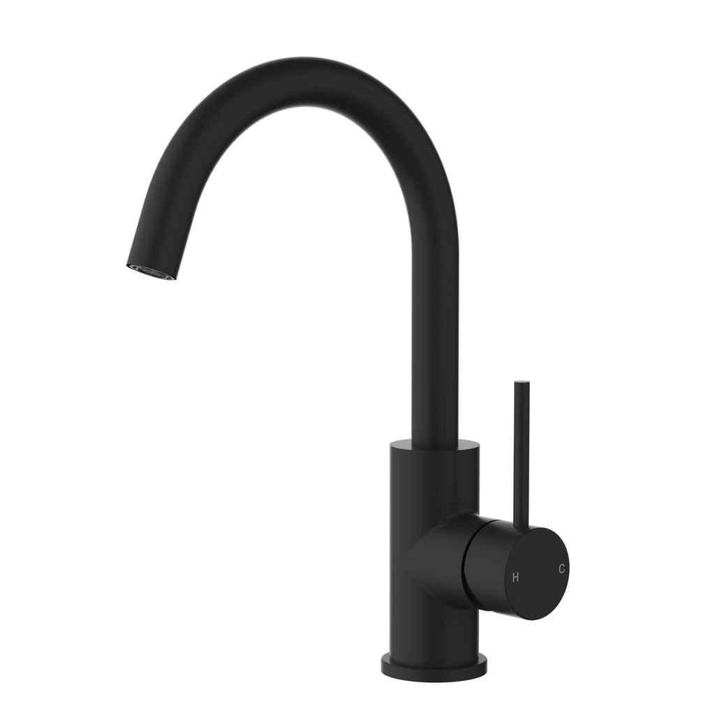 [44739] Otus  Gooseneck Basin Mixer Matt Black