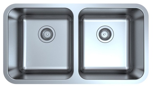 Otus Double Bowl Undermount Sink No Tap Hole 822 x 460 x 230mm(304 Stainless Steel)