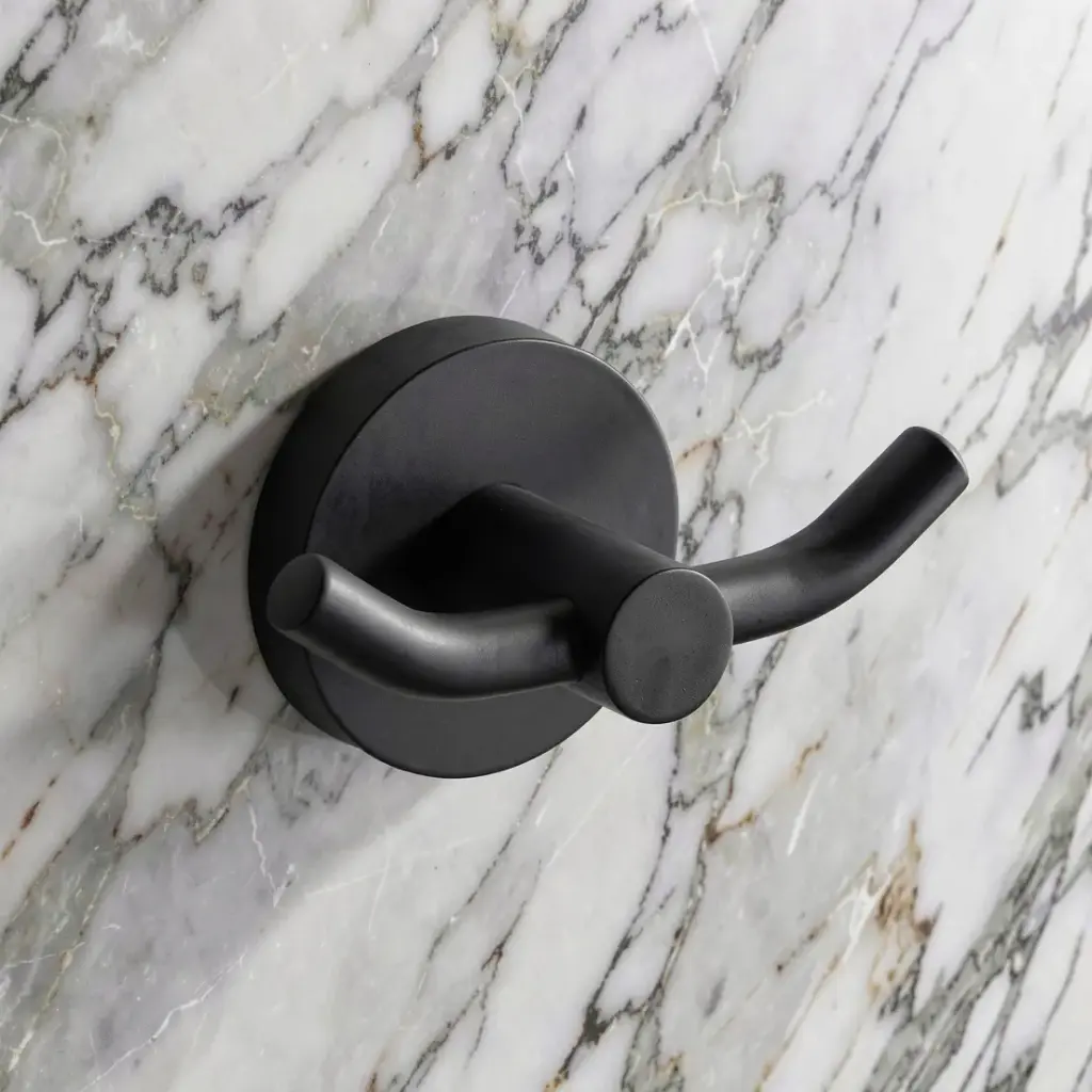 [43677] Otus Round Double Robe Hook  Matt Black(Matt Black)