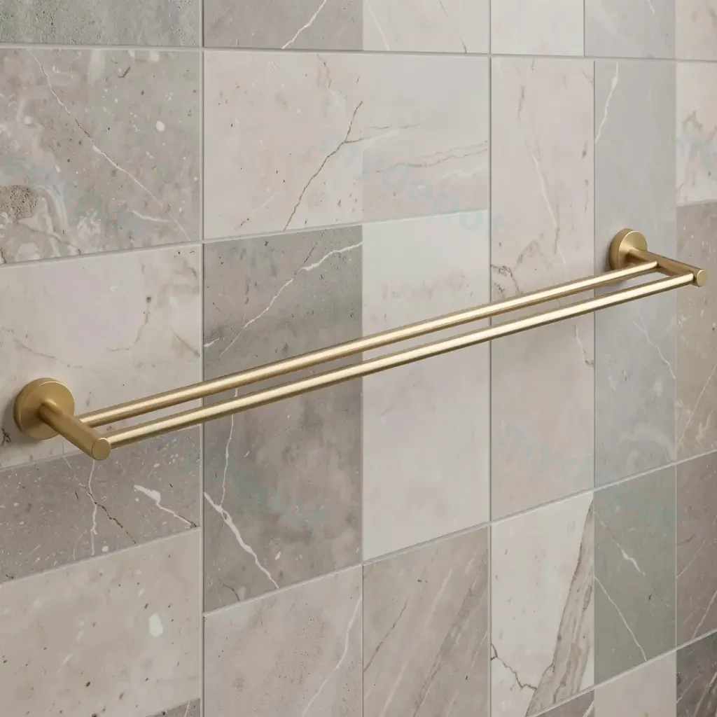 Otus Round Double Towel Rail 600mm(Brushed Gold)