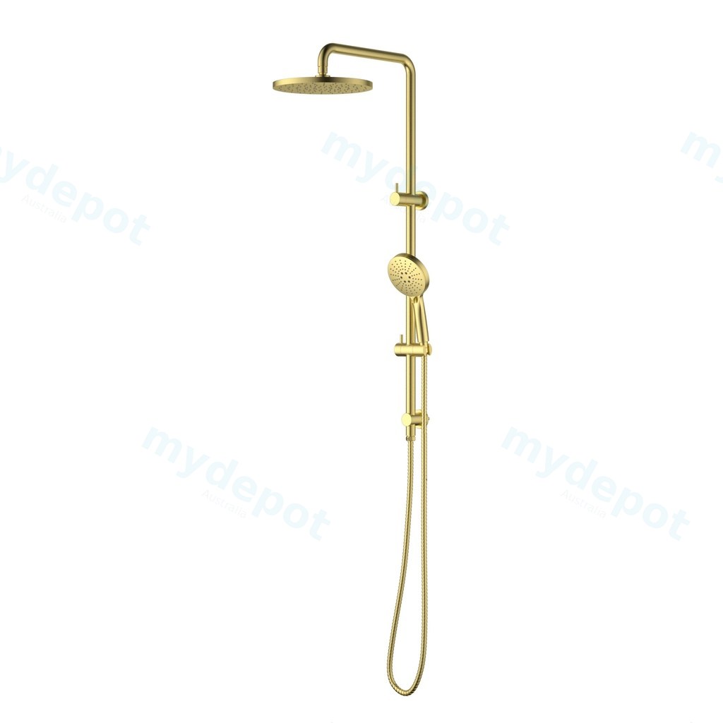 Otus Round Multi-Function Shower Set Brushed Gold,304SS Stainless Steel Rail, 250mm ABS Shower Head,1.5m PVC Hose