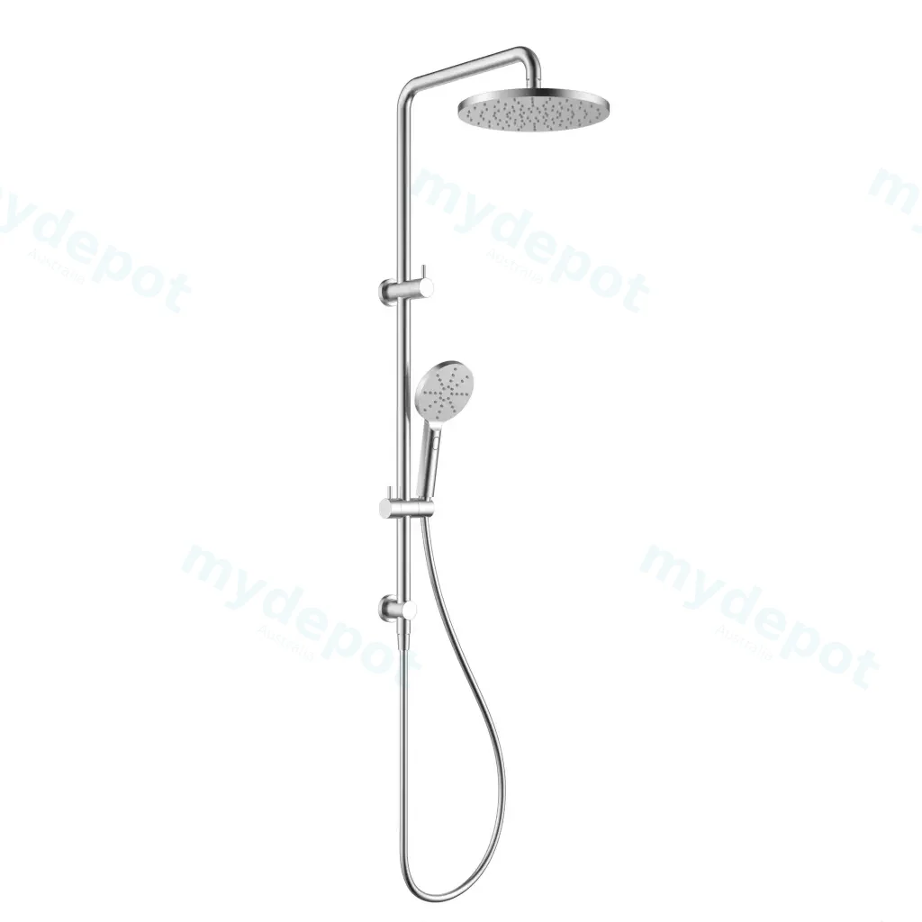 Otus Round Multi-Function Shower Set Brushed Stainless Steel,304SS Stainless Steel Rail, 250mm ABS Shower Head,1.5m PVC Hose