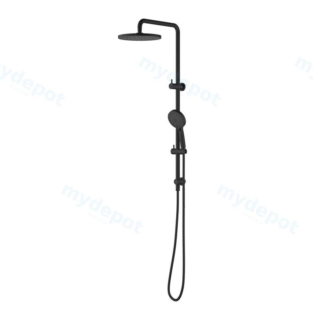 Otus Round Multi-Function Shower Set Matt Black,304SS Stainless Steel Rail, 250mm ABS Shower Head,1.5m PVC Hose