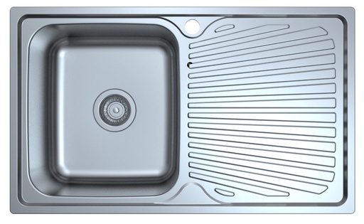 Otus Single Bowl & Single Drainer Sink Abovemount One Tap Hole Left Hand Bowl 800 x 480 x 178mm(304 Stainless Steel)