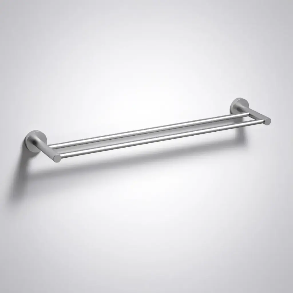 [44492] Otus Slimline Double Towel Rail 600mm Brushed Stainless Steel