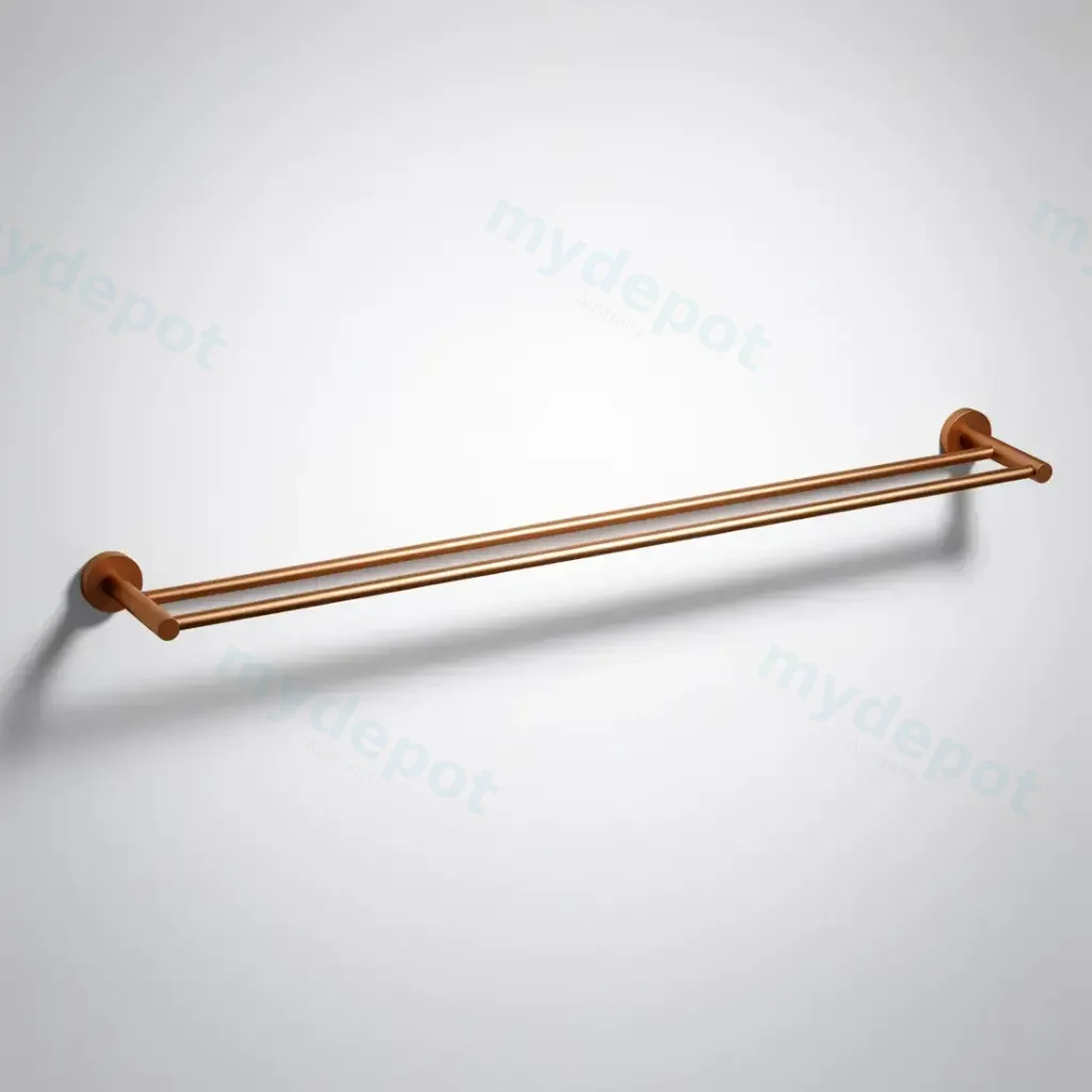 [44742] Otus Slimline Double Towel Rail 900mm Brushed Copper