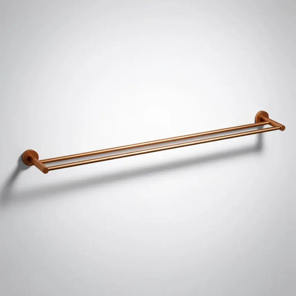 [44742] Otus Slimline Double Towel Rail 900mm Brushed Copper