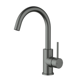 [44478] Otus Slimline SS Gooseneck Basin Mixer Gun Metal