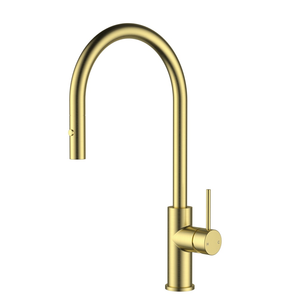 [44911] Otus Slimline SS Gooseneck Pull-Out Sink Mixer Brushed Gold