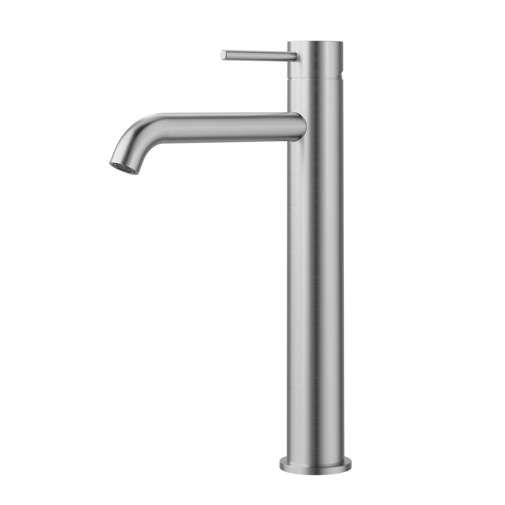 [44328] Otus Slimline SS Highrise Basin Mixer Curved Spout Brushed Stainless Steel