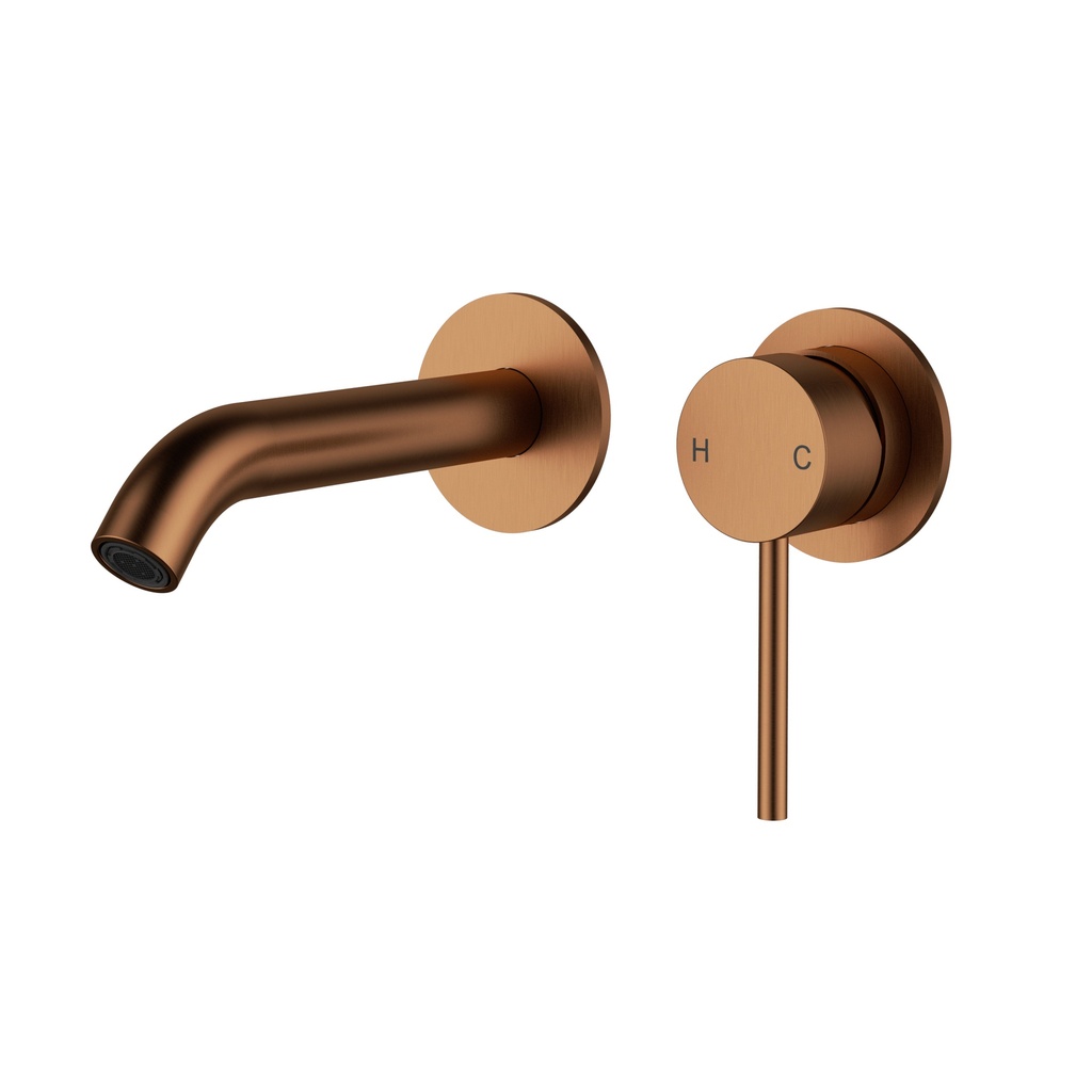 [44941] Otus Slimline SS Wall Basin Mixer Separate Back Plate Trim Kits Brushed Copper