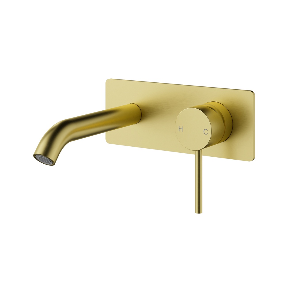 [44938] Otus Slimline Wall Basin Mixer Trim Kit 220mm Spout Brushed Gold