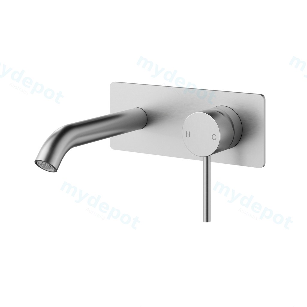 Otus Slimline Wall Basin Mixer Trim Kit 220mm Spout Brushed Stainless Steel