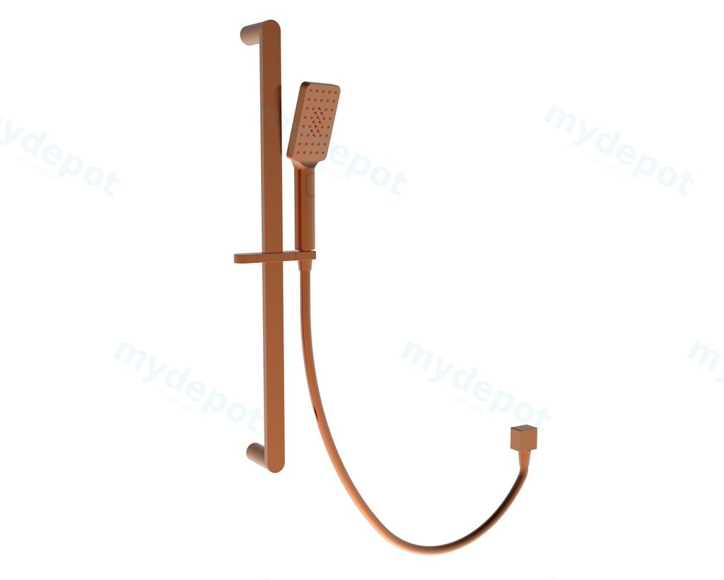 [55043] Oval Brass Brushed Bronze Square Sliding Rail Shower 3 Spray Function Hand Shower Head