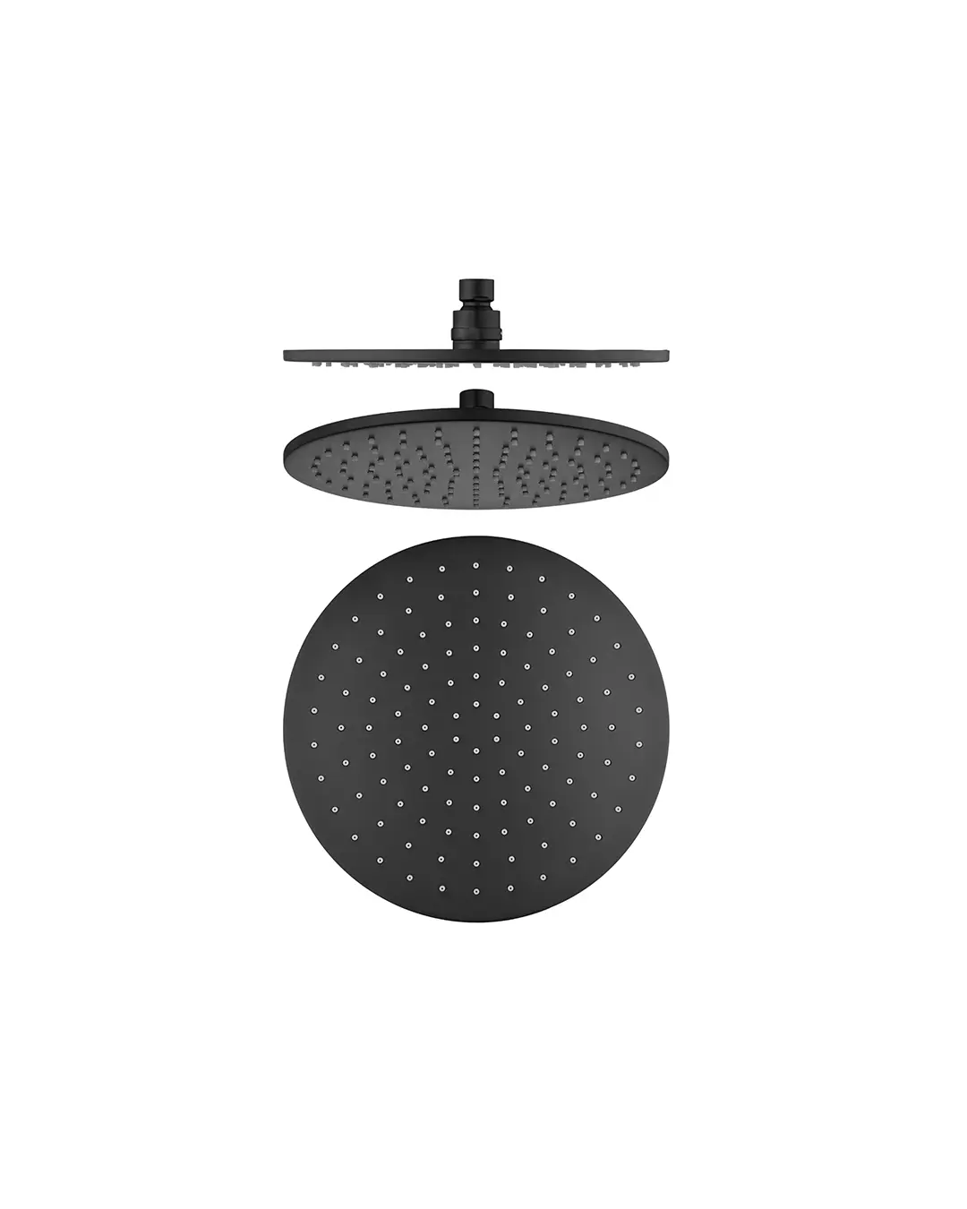 [40767] Pentro 10" Matte Balck Round Chrome Rainfall Shower Head