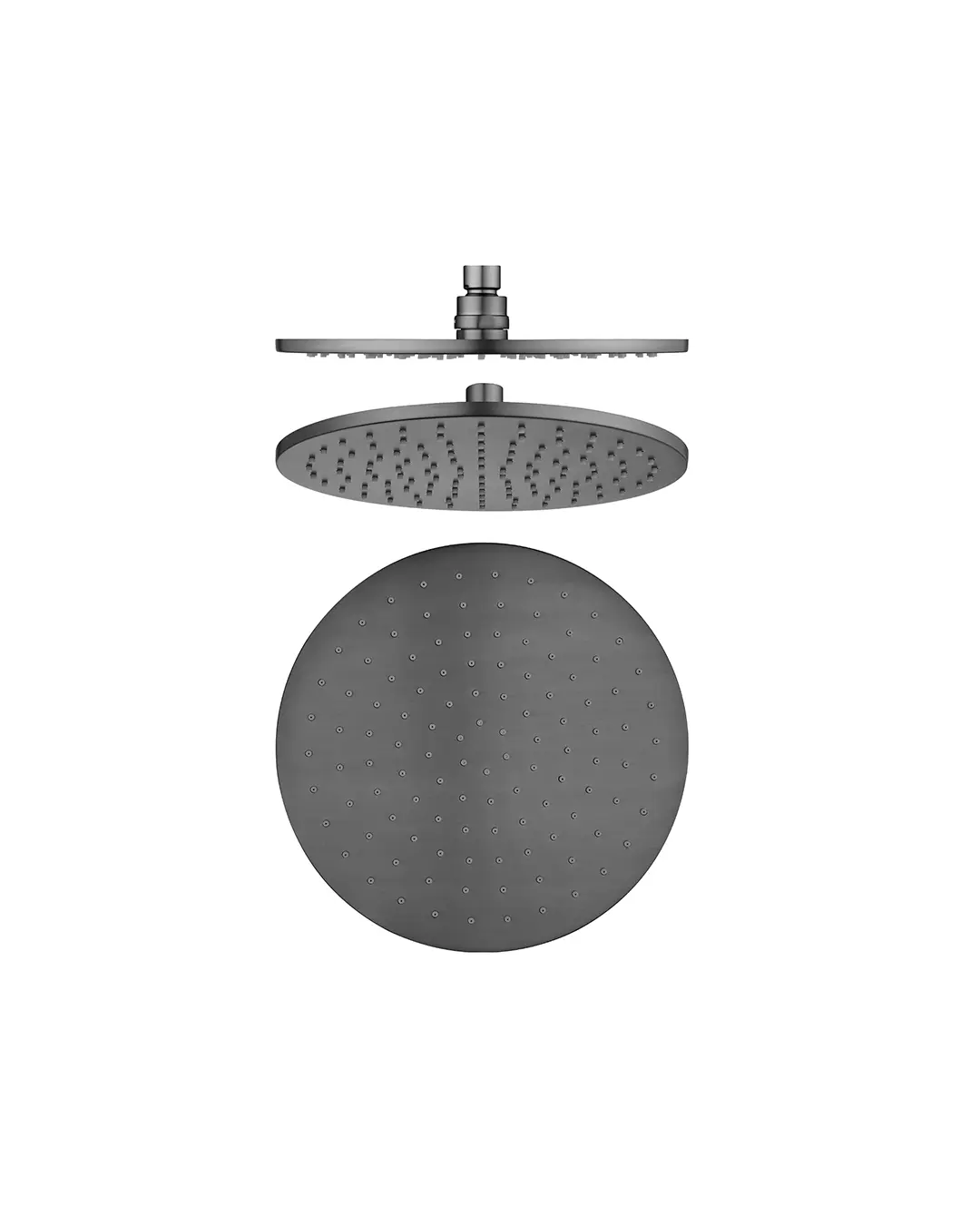[40857] Pentro 10" Solid Brass Round Gun Metal Grey Rainfall Shower Head