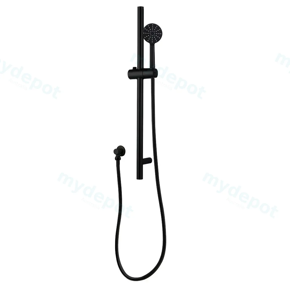 [40769] Pentro Black Round Handheld Shower Rail Set