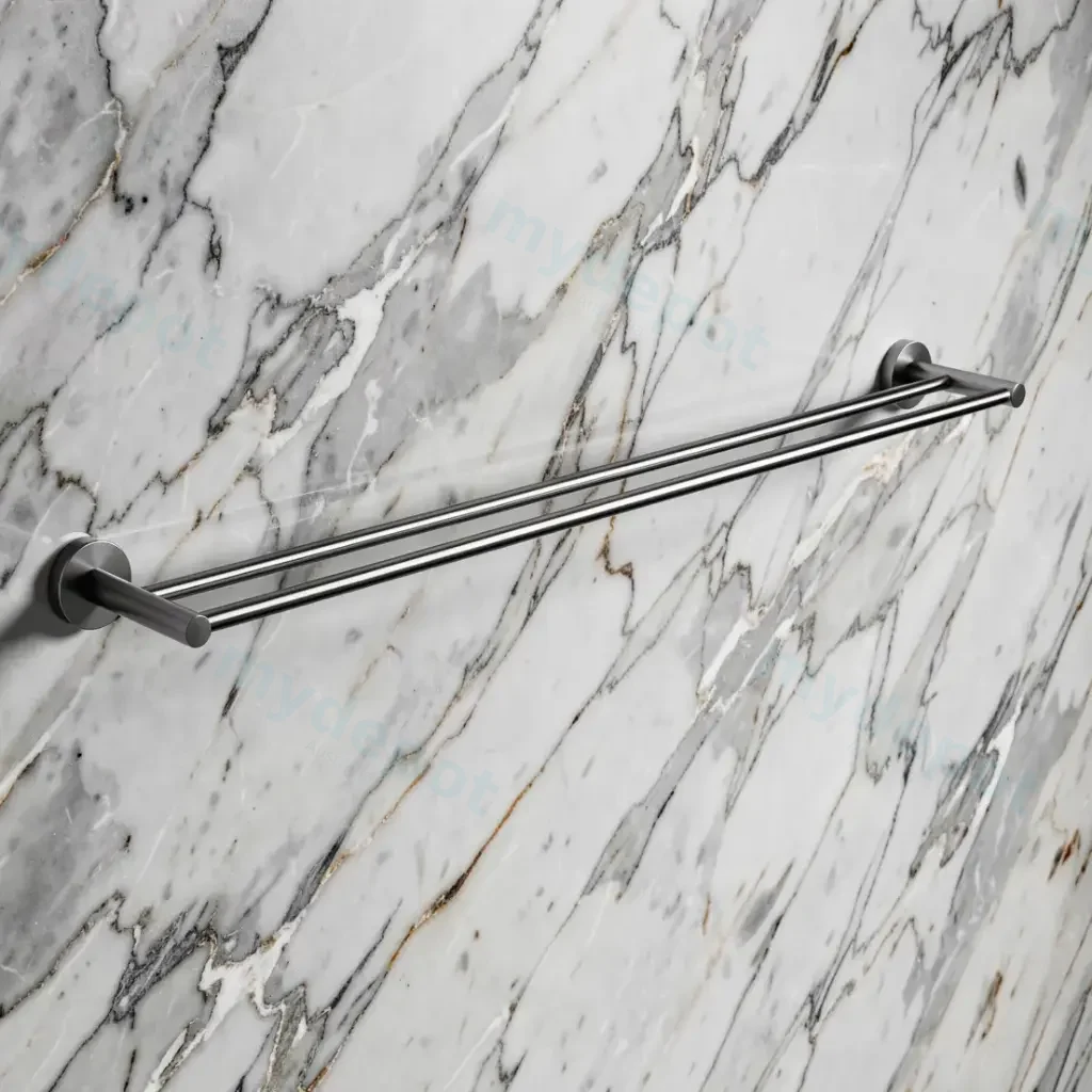 [40832] Pentro Brushed Nickel Double Towel Rail 800mm(Cuttable)
