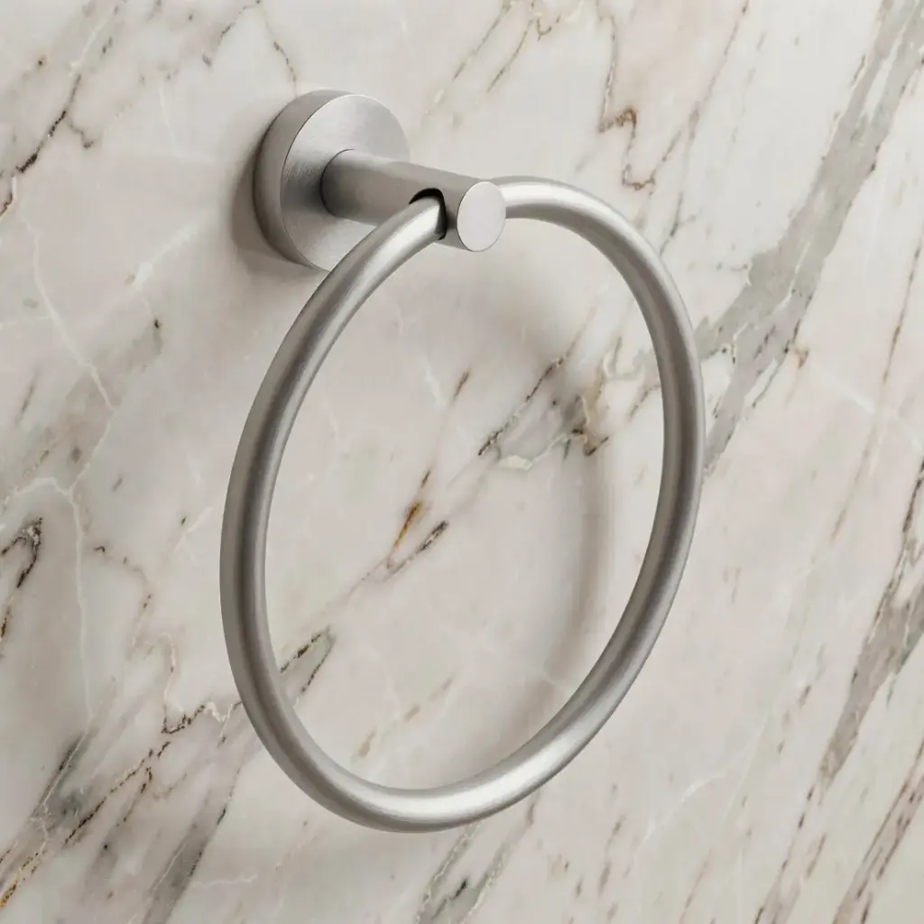[40833] Pentro Brushed Nickel Round Wall Mounted Round Hand Towel Ring