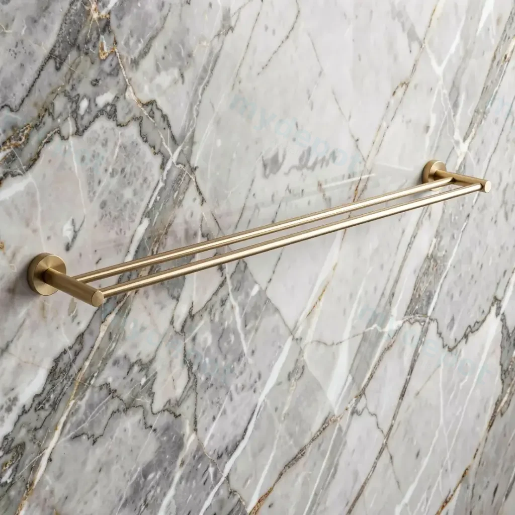 Pentro Brushed Yellow Gold Double Towel Rail 790mm(Cuttable)