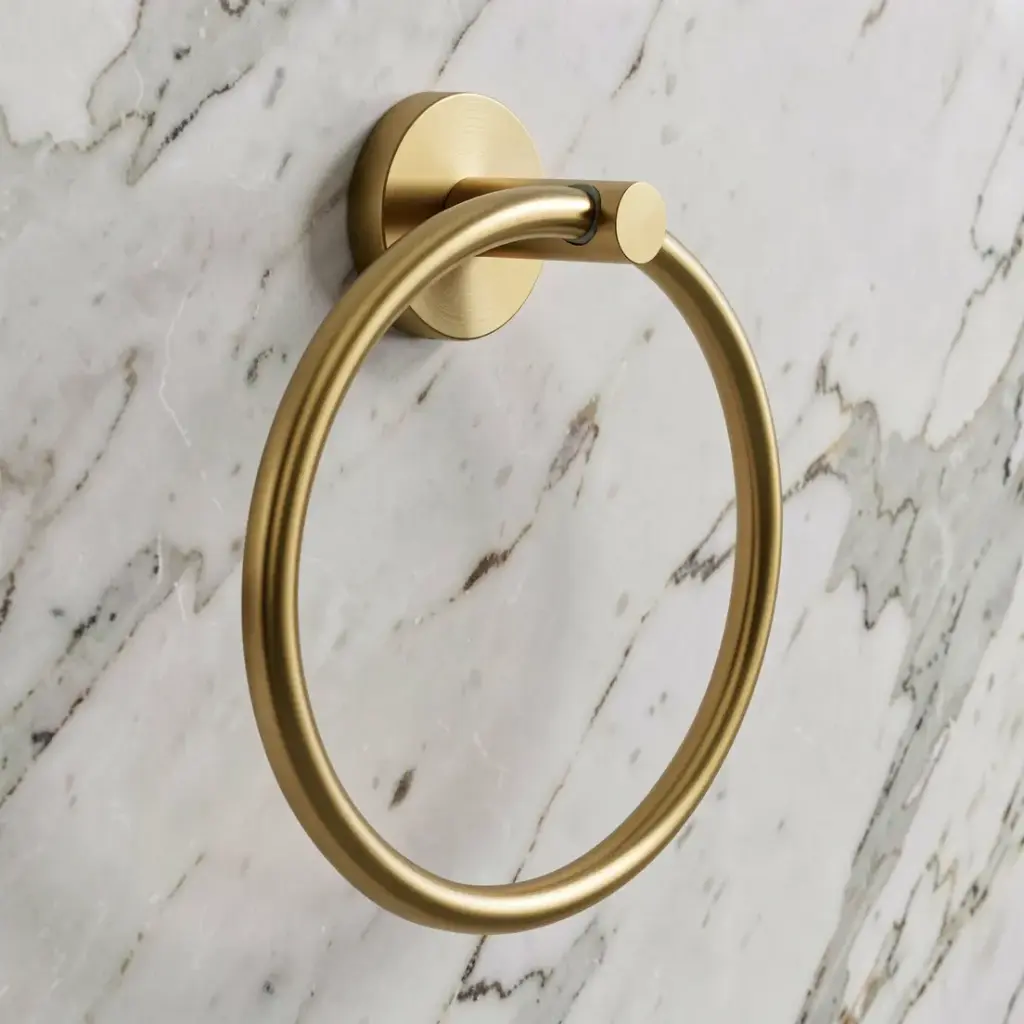 [40803] Pentro Brushed Yellow Gold Round Wall Mounted Round Hand Towel Ring