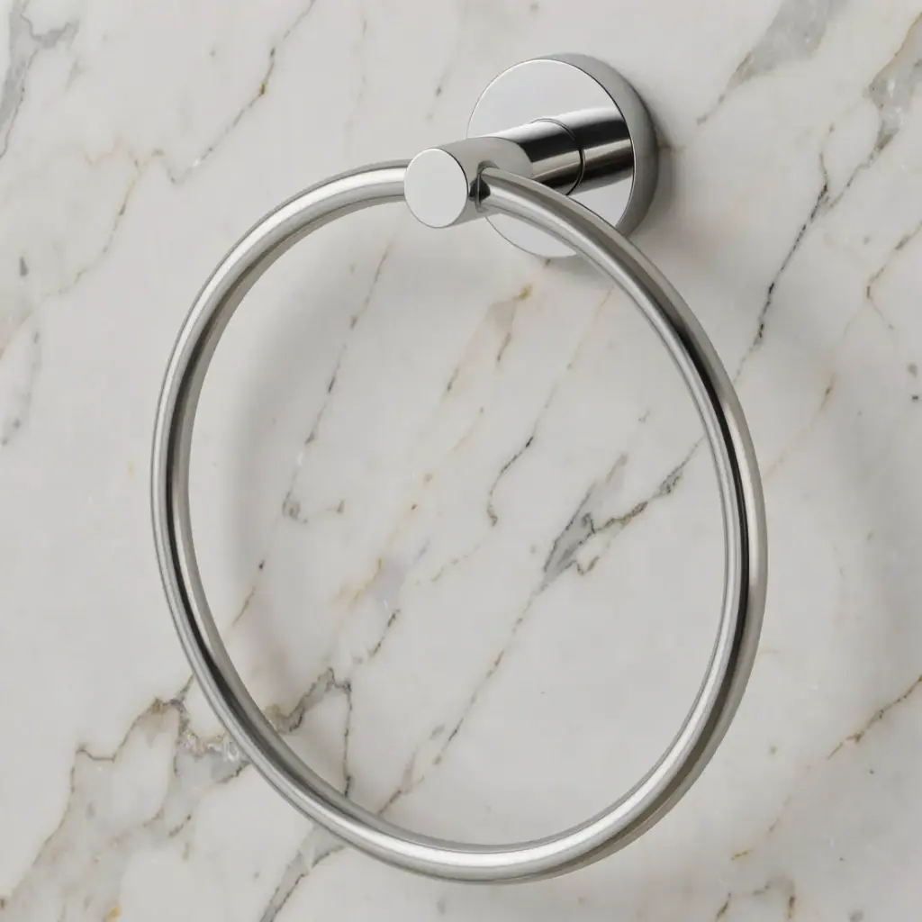 [40742] Pentro Chrome Round Wall Mounted Round Hand Towel Ring