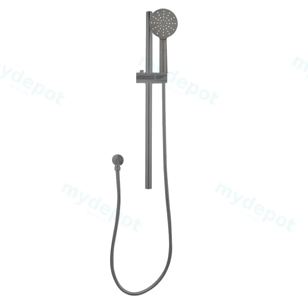 [40858] Pentro Gun Metal Grey Round Handheld Shower Rail Set