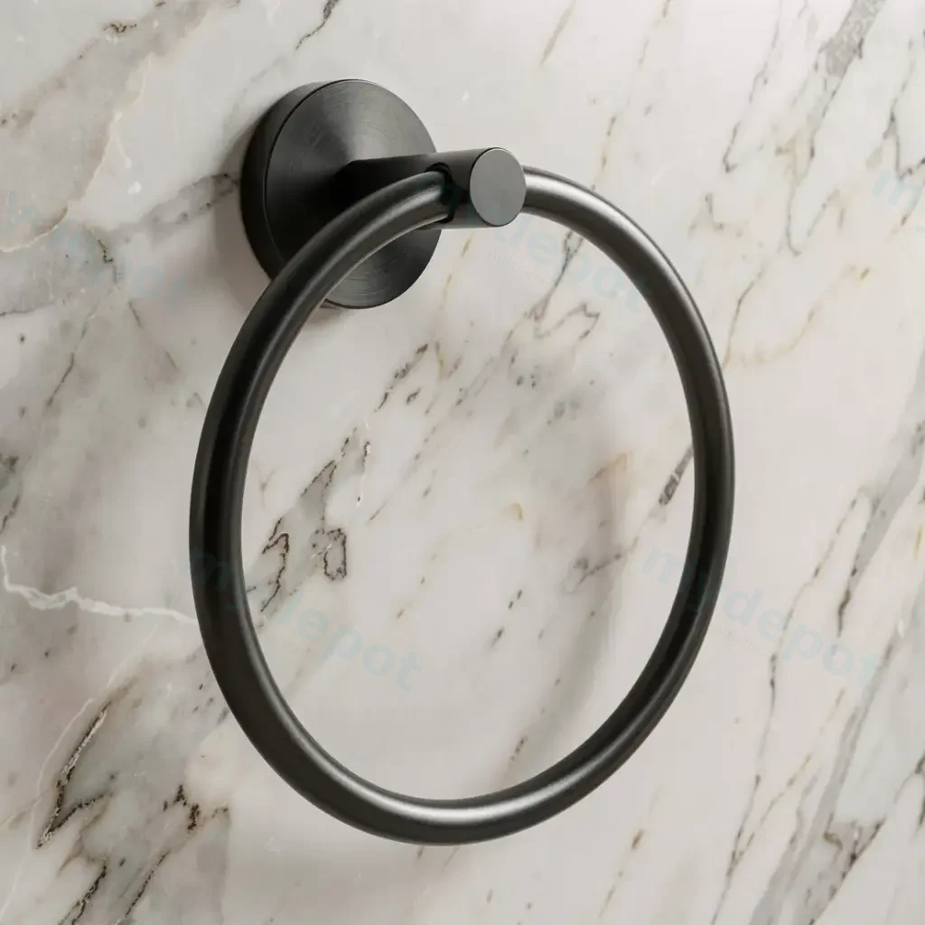 Pentro Gun Metal Grey Round Wall Mounted Round Hand Towel Ring