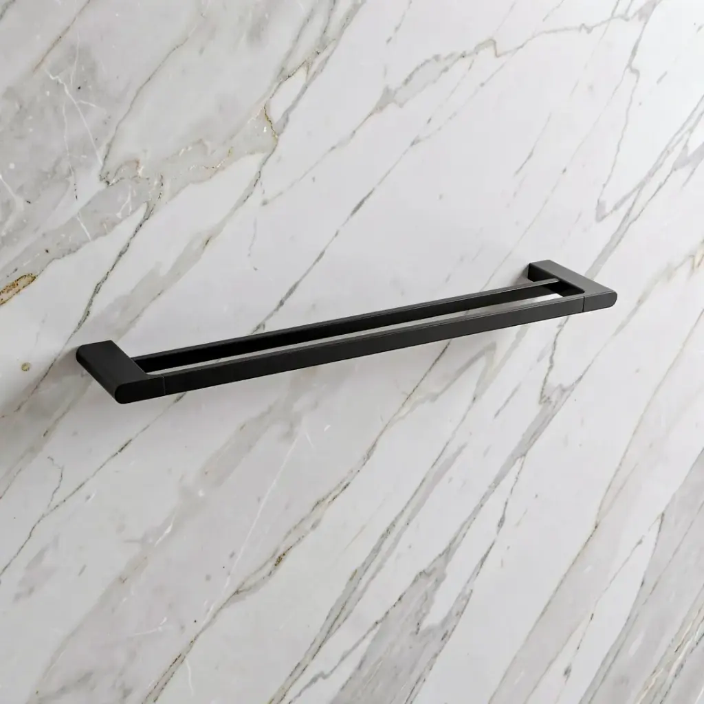 [41074] Persano Matte Black Zinc Alloy 800mm Double Towel Rail