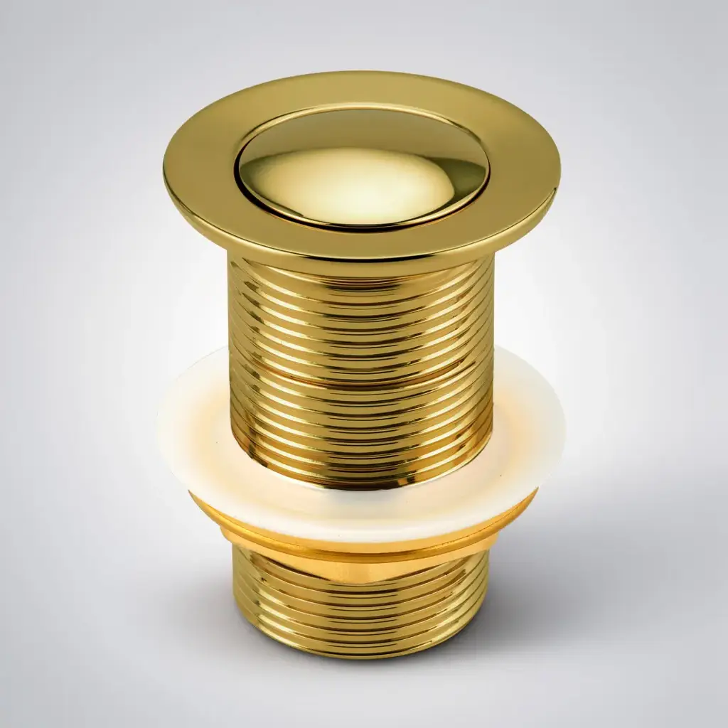 Polished Brass Gold Solid Brass 32mm Pop Up Waste Non Overflow