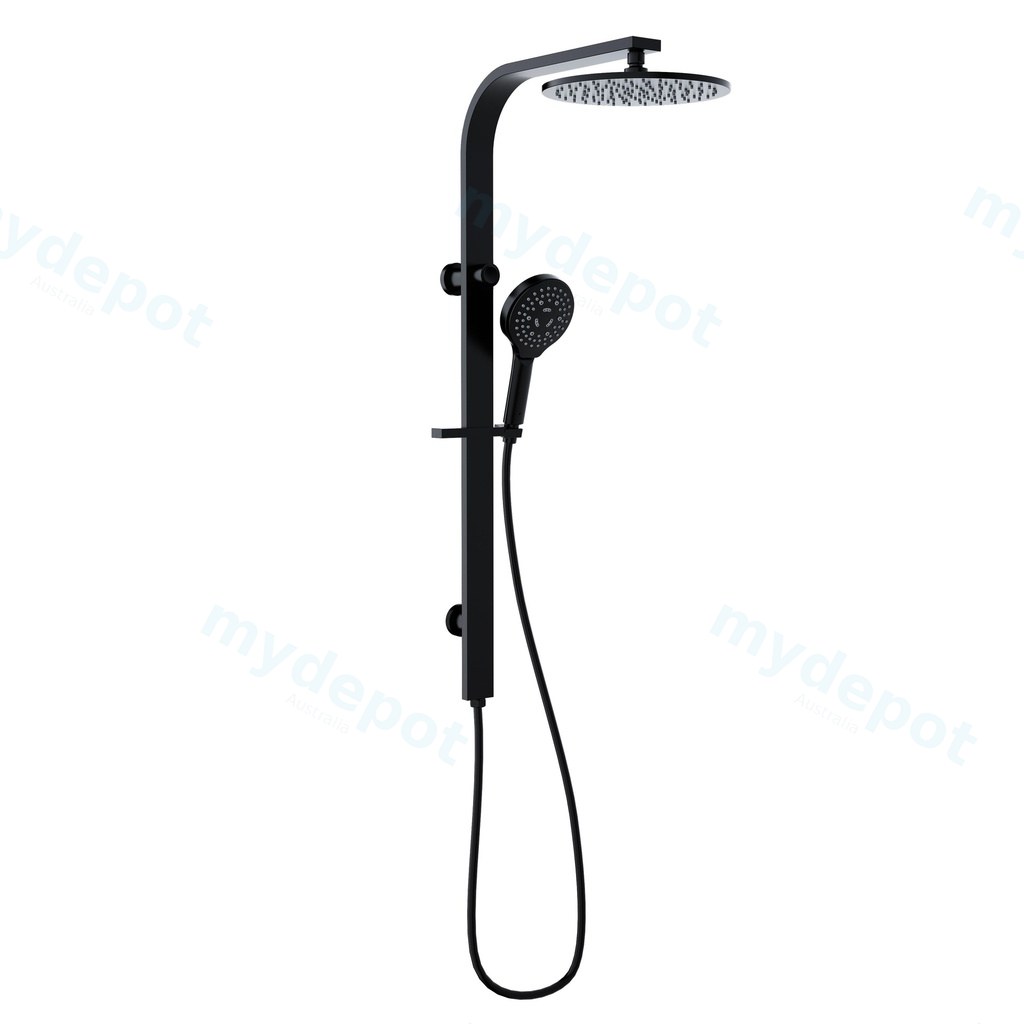 Regal Round MultiFunction Shower Set Matt Black,250mm Plastic Shower Head
