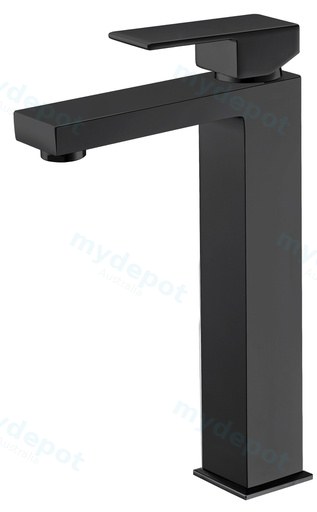 Rosa Rectangle Handle High Rise Basin Mixer Matt Black Lead Free