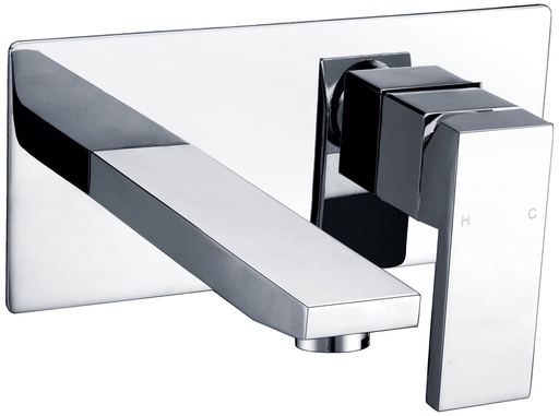 Rosa Rectangle Handle Wall Basin Mixer Chrome Lead Free