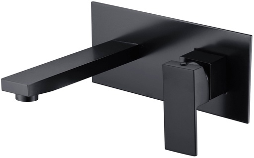Rosa Rectangle Handle Wall Basin Mixer Matt Black Lead Free