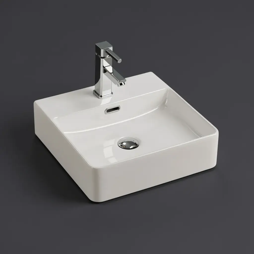 [43149] Rosa Wall Hung / Above Counter Basin 420 x 420 x 120 mm Gloss White