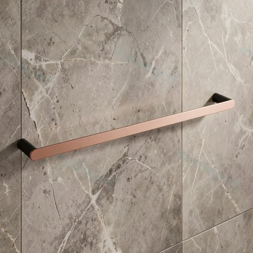 Round Black & Rose Gold 304 Stainless Steel Single Towel Rail 600mm