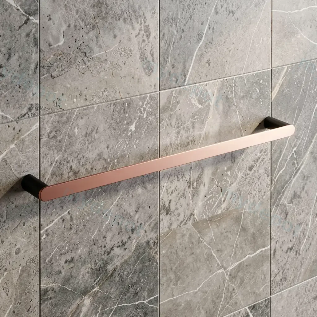 Round Black & Rose Gold 304 Stainless Steel Single Towel Rail 800mm