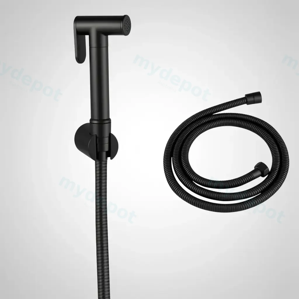 Round Brass Black Toilet Bidet Spray Kit With 1.2m Stainless Steel Hose