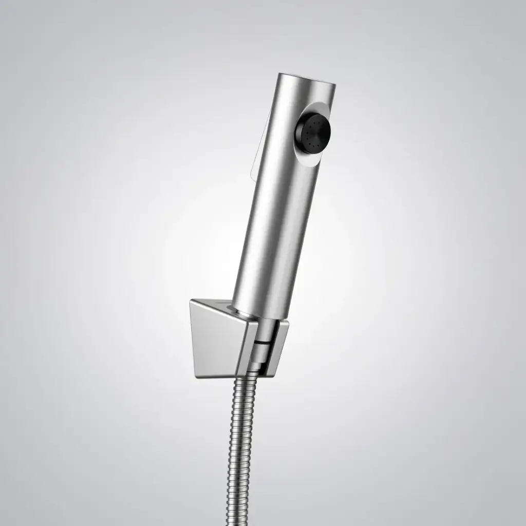 [41473] Round Brushed Nickel ABS Toilet Bidet Spray Kit With Stainless Steel Hose