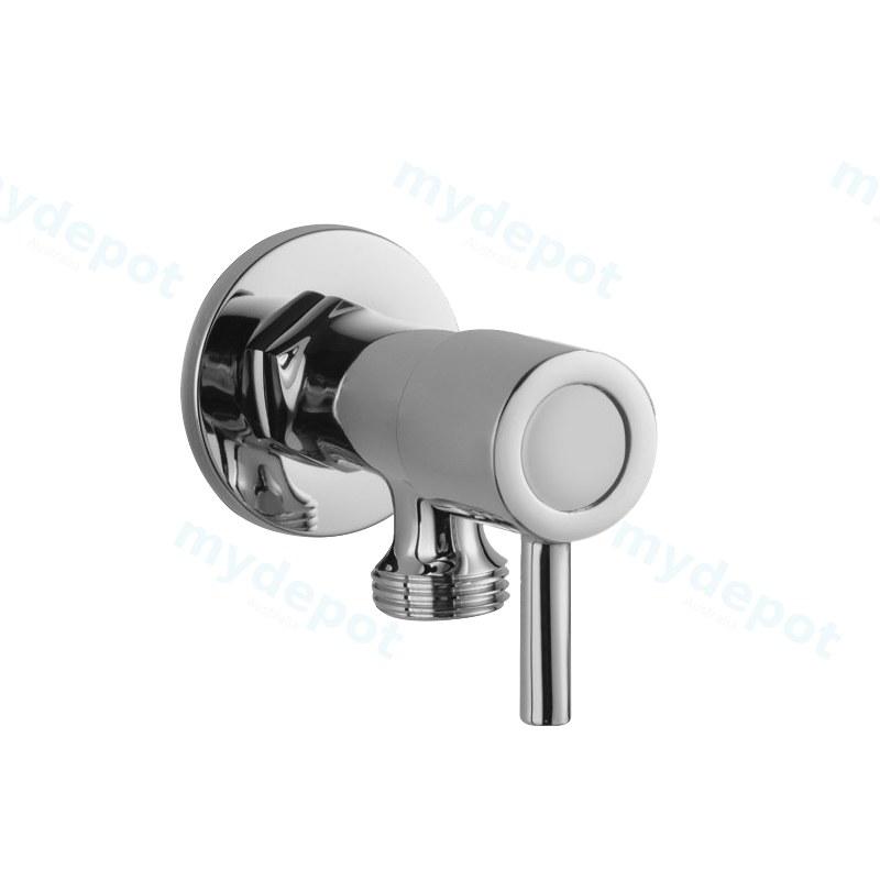 [41262] Round Chrome Brass 1/4 Turn Washing Machine Stop Tap Wall Mounted