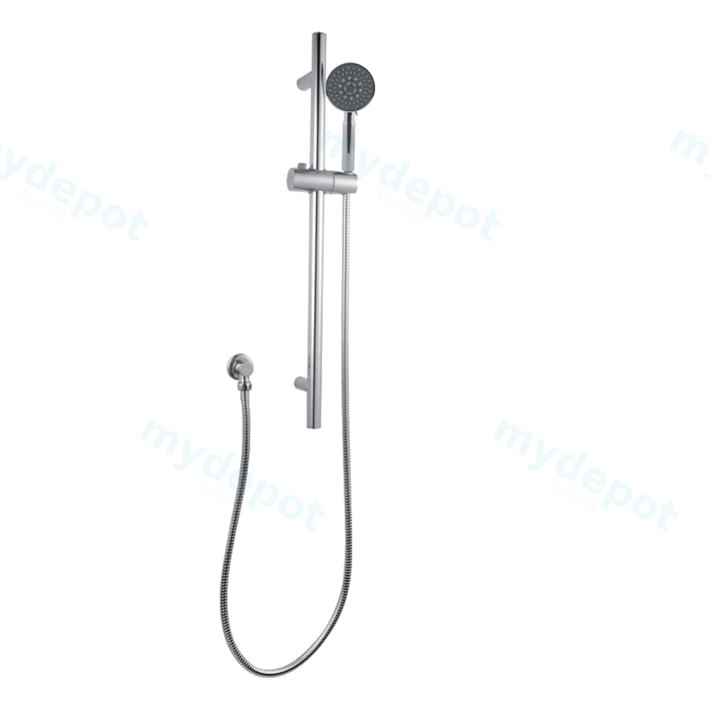 Round Chrome Handheld Shower Set With Stainless Steel Rail,Fixed Wall Connector Set