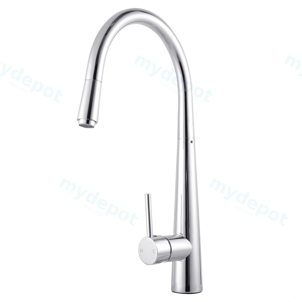 [40406] Round Chrome Pull Out Kitchen Sink Mixer Tap