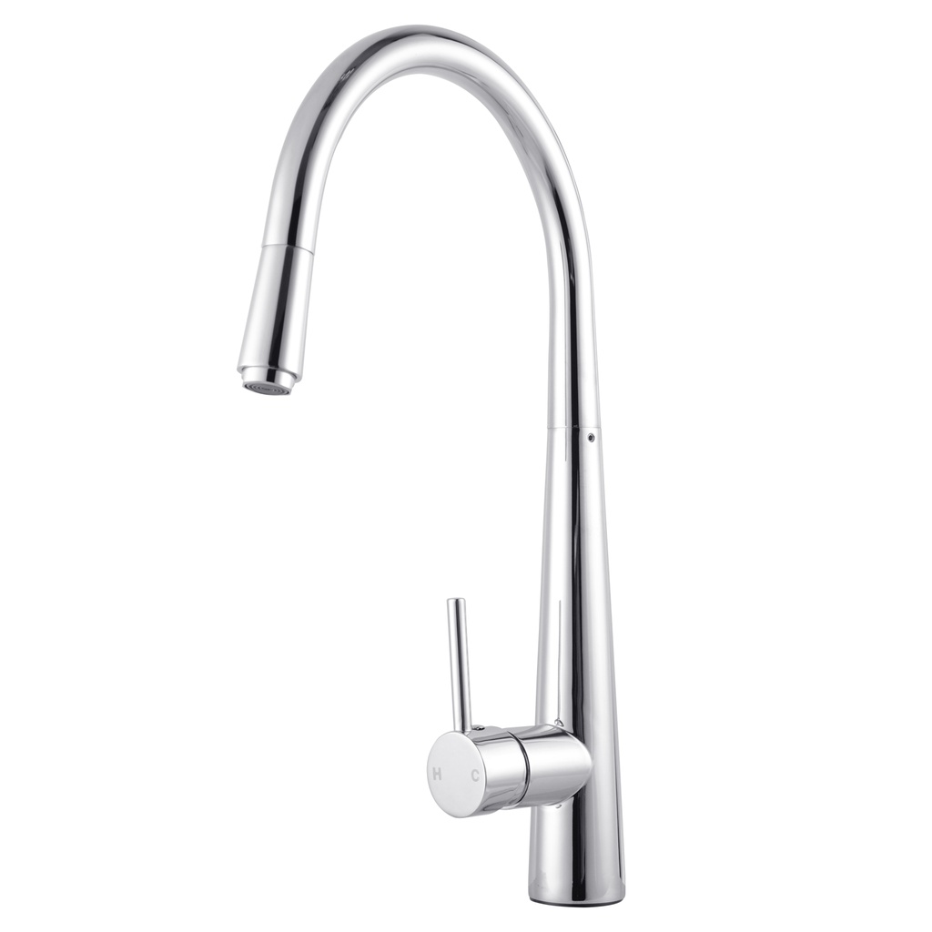 [40406] Round Chrome Pull Out Kitchen Sink Mixer Tap