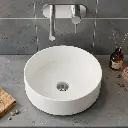 Round Gloss White Ceramic Above Counter Basin Non-overflow