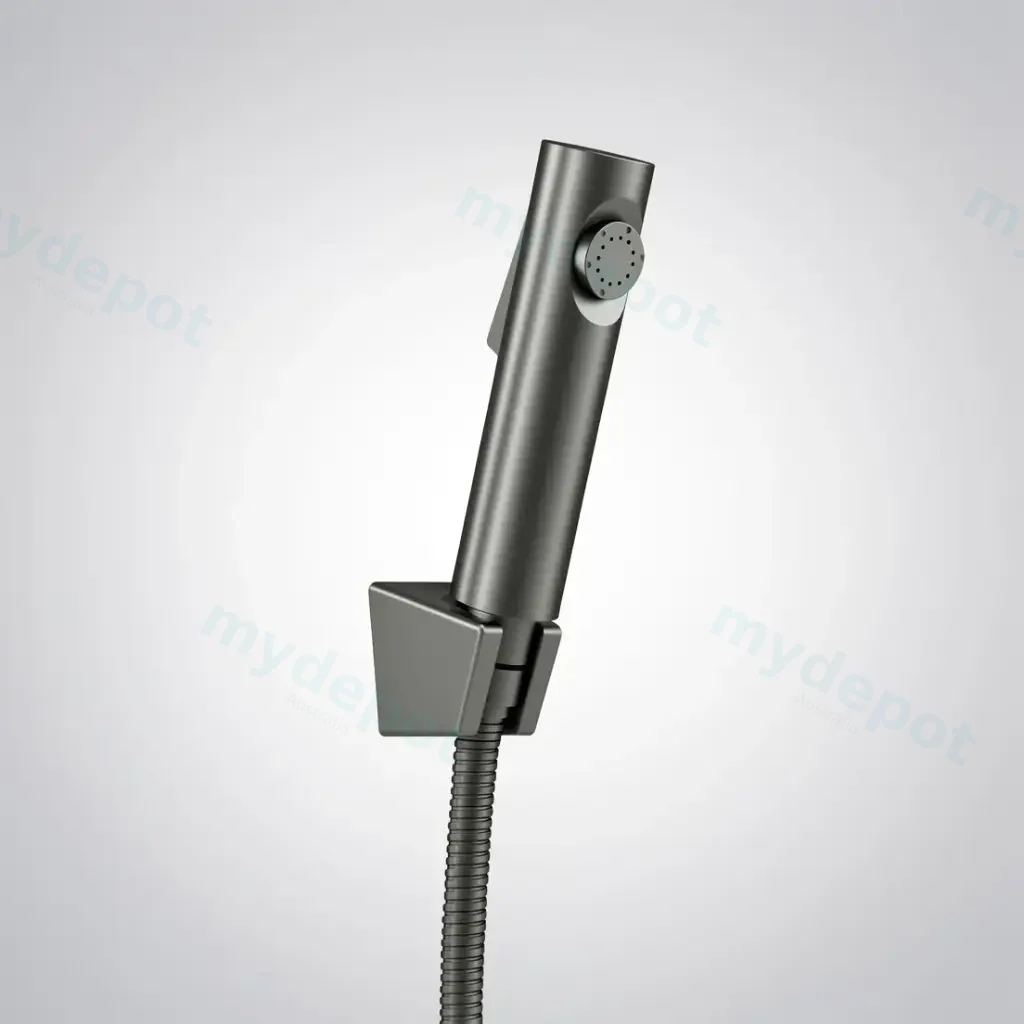 Round Gun Metal Grey ABS Toilet Bidet Spray Kit with Stainless Steel Hose